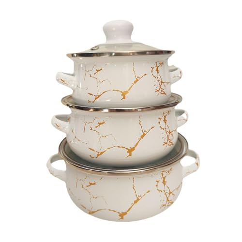 DimyFew 3X Emaille Mini Pot Set Cooking Pot Multi -Use Küchengeräte Suppe Topf Sloch Kocher für Brautdusche Hochzeit Küche von DimyFew