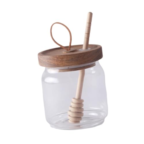 DimyFew Edles Honigspender Set mit Holzdeckel, Akaziendeckel von DimyFew
