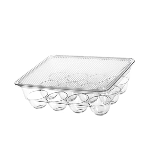 DimyFew Eierhalter Aufbewahrungsbox Stapelbarer Fridge Organizer Transparente Eierlagerbox Tragegriff Und Abdeckung für Kühlschrankorganisation Speisekammer, 12 Fächer von DimyFew