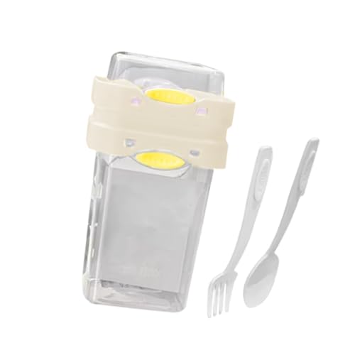 DimyFew Leichter Frühstücksbecher für Overnight Oats Und Gemischte Früchte, Gabel Löffel Weiß von DimyFew