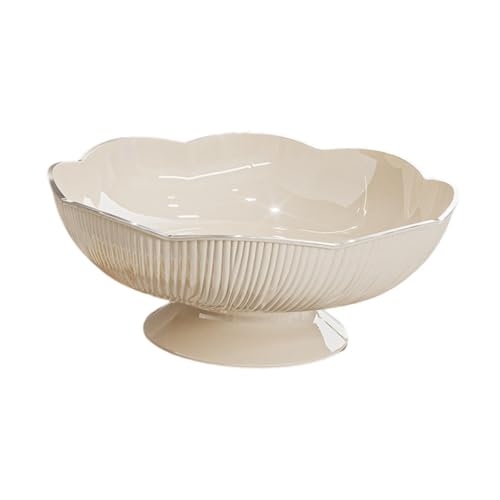 DimyFew Obstschale mit Sockel, Multifunktionales Tablett für Die Küchentheke, Dekorative Schale für Hochzeiten, Küchen, Zuhause, Snacks, Cremeweiß von DimyFew