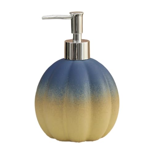 DimyFew Seifenspender in Halloween Kürbisform, Lotionspender Aus mit Pumpe, Nachfüllbarer Handseifenspender, Manuelle Pumpe, 550 Ml Fassungsvermögen, Blau Gelb von DimyFew