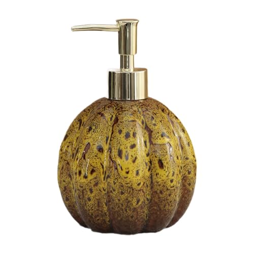 DimyFew Seifenspender in Halloween Kürbisform, Lotionspender Aus mit Pumpe, Nachfüllbarer Handseifenspender, Manuelle Pumpe, 550 Ml Fassungsvermögen, Gelb von DimyFew