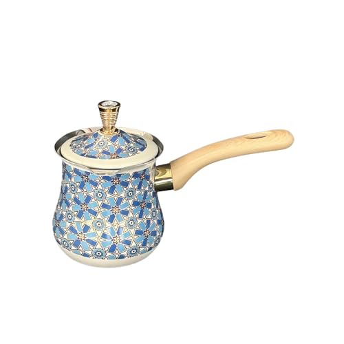 DimyFew Türkische Kaffeekanne, Butterwärmer, Kaffeezubereitung, Langer Holzgriff, Schmelztiegel, Milchwärmer, Kanne, Home Cafe, leicht zu reinigen, Blaues Muster, 720 Ml DimyFew Türkische Kaffeekanne, Butterwärmer, Kaffeezubereitung, Langer Holzgriff, Schmelztiegel, Milchwärmer, Kanne, Home Cafe, leicht zu reinigen, Blaues Muster, 720 Ml von DimyFew