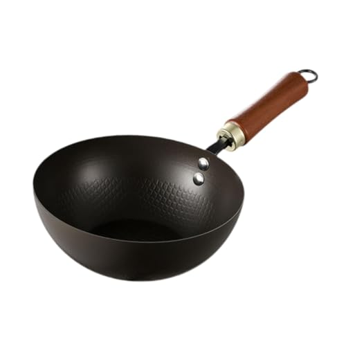 DimyFew Wokpfanne Induktion 20 cm, großer Eisenwok mit Antihaftbeschichtung, vorgewürzter Kochwok, chinesischer Wok Kompatibel mit Allen Herdarten für Privatküchen, Hotels, Restaurants und Camping von DimyFew
