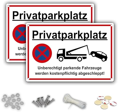 2 x Privatparkplatz Schild | 30 x 20 cm Kunststoff Parkverbotsschilder | Wasserfester Druck | Inklusive allen Befestigungszubehör | Für Drinnen Und Draußen geeignet 2 x Privatparkplatz Schild | 30 x 20 cm Kunststoff Parkverbotsschilder | Wasserfester Druck | Inklusive allen Befestigungszubehör | Für Drinnen Und Draußen geeignet von DinAliX