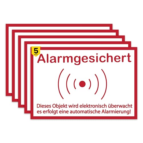 DinAliX 5 x Alarmgesichert Aufkleber | 15 x 10 cm Premium-Vinyl Schild Alarmgesichert für Zuhause, Geschäft, Einfahrt | UV-beständiger Alarm gesichert Aufkleber DinAliX 5 x Alarmgesichert Aufkleber | 15 x 10 cm Premium-Vinyl Schild Alarmgesichert für Zuhause, Geschäft, Einfahrt | UV-beständiger Alarm gesichert Aufkleber von DinAliX