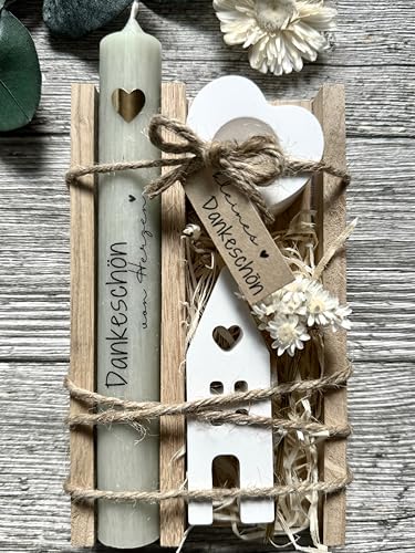 Dankeschön Geschenk - liebevolle Danke Holzbox mit Kerze - kleines Dankeschön Geschenk das Eindruck hinterlässt - kleines Dankeschön an Freundin, Nachbarin, Familie von Dinala