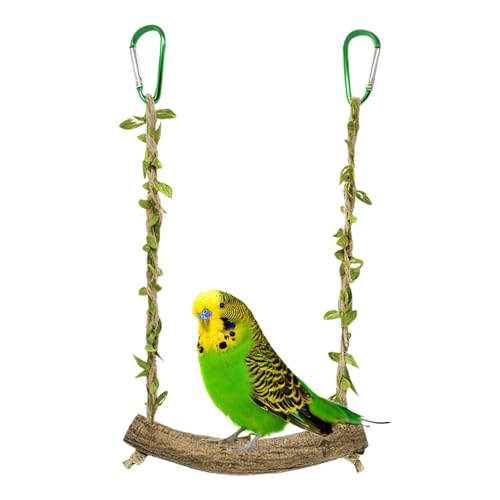 Bird Swing Porch Hängeplattform für Käfig, Kaussteigerplattform aus Holz | Spielswing bunt natur, Zubehör für Käfigunterhaltung, Station von Dinchaakuarry