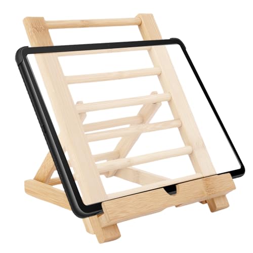 Einstellbarer Tablet -Ständer - Klappbarer Holzbuchhalter, Reading REST Support | Desktop -Handy -Requisite mit stabiler Winkelanpassung für Küchenkochbuch E Leser Smartphones Office Study Home Displa von Dinchaakuarry
