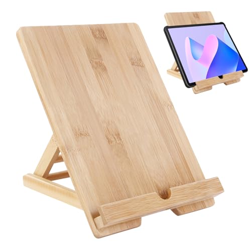 Einstellbarer Tablet -Ständer - Klappbarer Holzbuchhalter, Reading REST Support | Desktop -Handy -Requisite mit stabiler Winkelanpassung für Küchenkochbuch E Leser Smartphones Office Study Home Displa von Dinchaakuarry