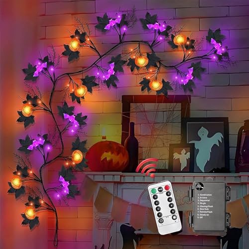 Halloween Lichterkette | LED Dekorationslichter mit Weidenranken und Zweigen | 8 Modi wasserdichte Girlande Deko Für Balkon Wand Wohnzimmer Fenster Kamin Outdoor Halloween Lichterkette | LED Dekorationslichter mit Weidenranken und Zweigen | 8 Modi wasserdichte Girlande Deko Für Balkon Wand Wohnzimmer Fenster Kamin Outdoor von Dinchaakuarry