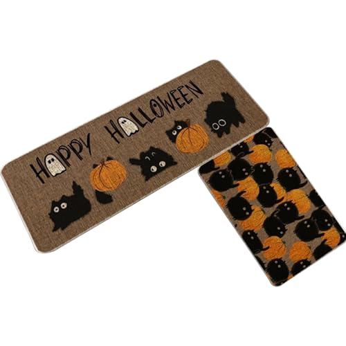 Halloween Türmatte - Horror-Küchenteppich-Set, gotische Willkommensmatten | 2 Stück Läufer Teppich für den Eingangsbereich 'Konfigurationsbereich des s von Dinchaakuarry