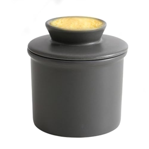 Keramische Buttergerichte - 350 ml Butterbehälter mit Deckel | Zylindrischer Käse Storage Box für Butter, Käse, Marmelade, Schokolade, Arbeitsplatte, SVeranstalter, Kühlschrank sichere Schale von Dinchaakuarry