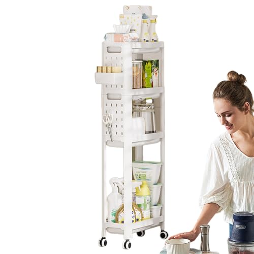 Kleine Utility Cart Utility Cart Rad 4-Schicht-Speicher Küchenkorb Mobile Lagerwagen Schlafzimmer Utility Cart Badezimmerwagen Rollen Lagerung organisierte Utility Wagen Küchenwagen Rad F von Dinchaakuarry