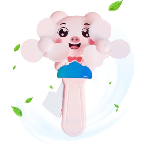 Manueller Pressventilator - Süßer Cartoon-Design Handheld-Kühlgebläse mit Doppelklingen und einfachen Druckbetrieb für Kinder | Kleines kindersicheres Sommerbrisenspielzeug für Outdoor-Reisen von Dinchaakuarry