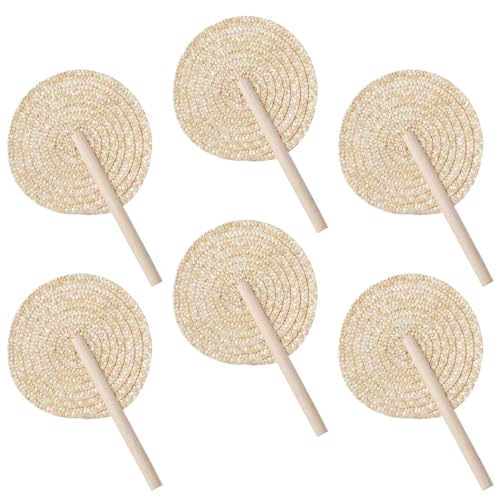 Palmventilator, 6 Stück Gewebte Raffia Handventilatoren, Handheld Bohém Kühlgebläse Hochzeitsgefälle Wanddekoration für Wohnzimmer von Dinchaakuarry