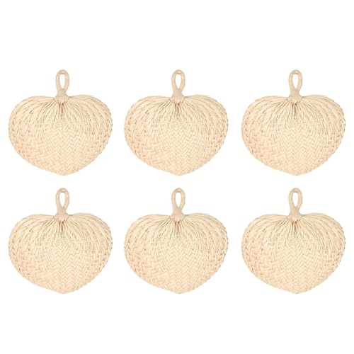 Raffia Handventilator - 6 Stück Handgemachte Palmblätter Raffia Fans - Kühlung Zubehör Chinesischer Stil Tischschmuck für Party Wand Hochzeit von Dinchaakuarry