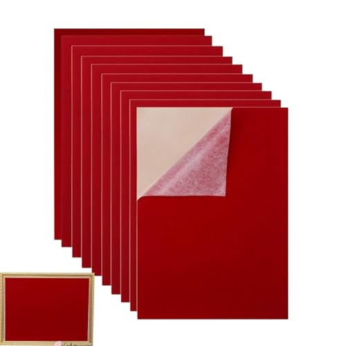 Stick On Felt - Sheets | 10 Stück selbstklebende Stoffe in A4-Größe | weicher Service zum Basteln, Heimdekoration, Schulprojekte und Scrapbooking von Dinchaakuarry
