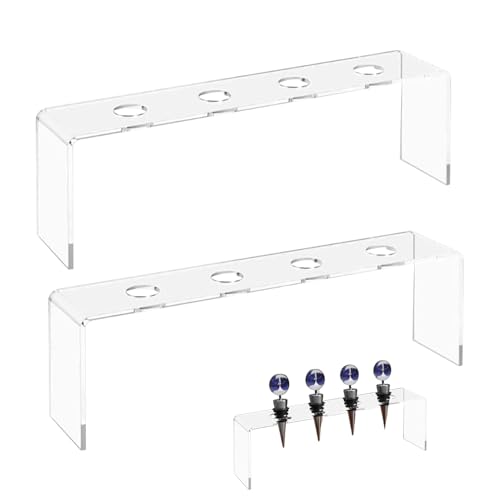 Weinkorken Präsentationsständer - 2 Stück Acryl Regale mit Display Funktion - Klarer Etagen Organizer mit 4 rutschfesten Fächern für die Küche, das Bücherregal, den Schreibtisch und von Dinchaakuarry
