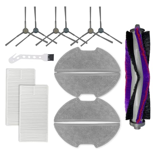 DingGreat 13-teiliges Ersatz-Zubehörset für Eureka E10s 2.Gen Saugroboter – Inkl. 1 Hauptbürste, 6 Seitenbürsten, 2 HEPA-Filter & 4 Mikrofasertücher – Kompatibel mit Eureka E10s von DingGreat