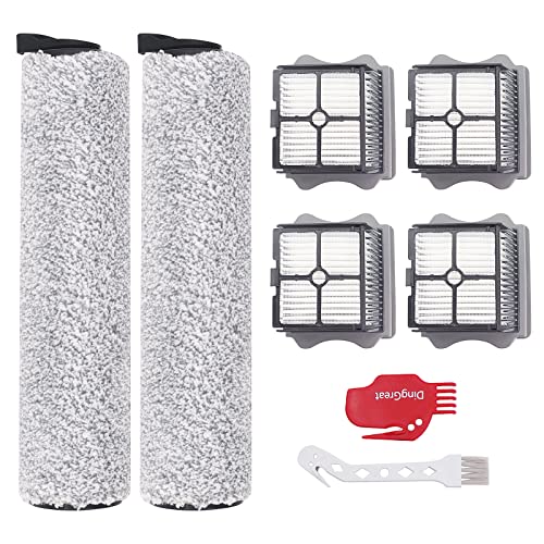 DingGreat Bürstenrolle und Ersatzfilter für Tineco Floor One S3 und iFloor 3 Nass-und Trockensauger Zubehörset (4 HEPA Filters + 2Bürstenwalze) von DingGreat