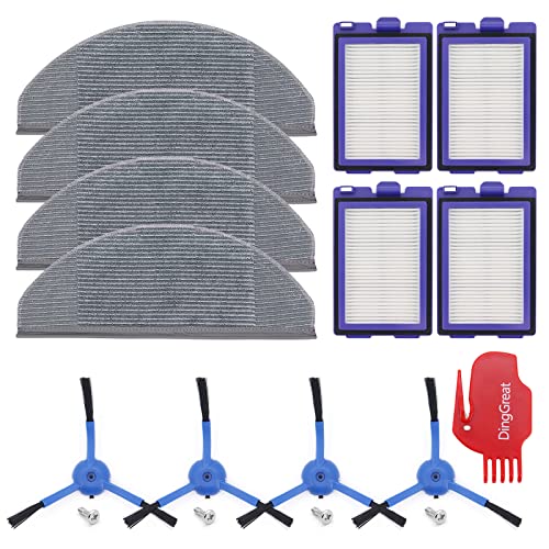 DingGreat Ersatz Zubehör für Eufy RoboVac X8 Hybrid Saugroboter - 4 Seitenbürsten, 4 HEPA Filters, 4 Mikrofasermopptuch, 1 Reinigungsbürste von DingGreat