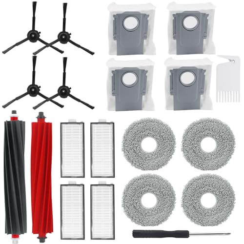 DingGreat Ersatzteile kompatibel mit Roborock Qrevo Master/Roborock P10S Pro Staubsaugerroboter, Teile, Hauptbürste, Seitenbürsten, Staubsammelbeutel, HEPA-Filter, Mop-Zubehör（18PCS) von DingGreat