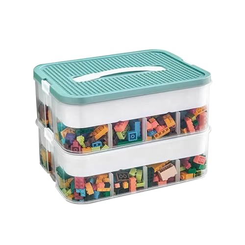 Dreifach Aufbewahrungsbox für Lego Bausteine Ablagefächer Stapelbar Kisten Spielzeug Aufbewahrung mit Deckel Stapelboxen Kunststoff Sortierboxen Kleinteile Transparent von DingGreat