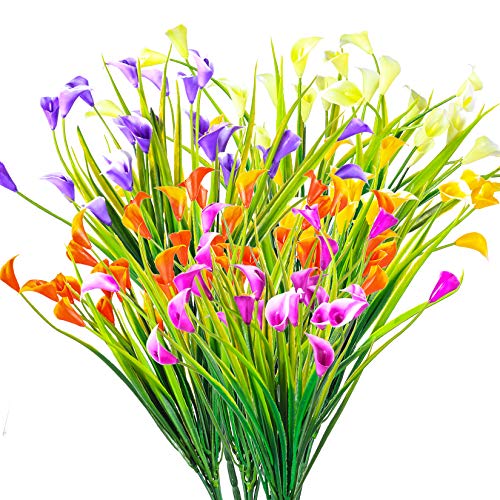 Yibaijia 6 Stück Künstliche Blumen, Dekorative Calla Lily Bouquet der Blumen Künstliche, Plastikblumen Deko UV-beständig für Haus, Garten, Büro, Küche, Tisch, Mittelstücke (5 Farben) von Yibaijia
