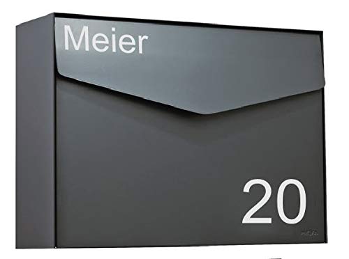 Briefkasten Aufkleber Hausnummer + Name - Farbauswahl, Wunschtext, Schild (Ziffer: 8 cm / Name: 3 cm, Schwarz) von Dinger-Design