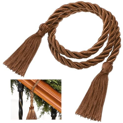 Dingion 20 Stück 64 cm Weihnachtsgirlande mit Quaste, Weihnachtsdekoration, wiederverwendbar, Spiralbinder für Girlande, Geländer, Zuhause, Weihnachtsfeiertagsdekorationen (braun) von Dingion
