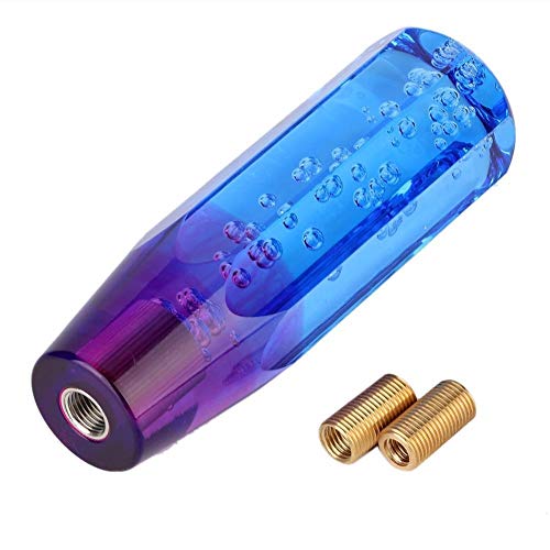Dingln Schaltknauf, blau, Universal, zweifarbig, Kristall, Bubble, Schaltknauf, manuell, mit 8 mm, 10 mm Gewinde (violett/blau) von Dingln