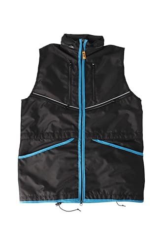 Dingo Hundetrainer-Weste – wasserdicht, verstellbar, mit Kapuze, 4 Taschen, tailliert, Schwarz mit blau Besatz Große XL 16434 von Dingo Waldemar Rutkowski
