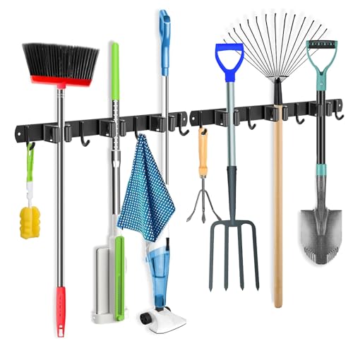 2 Stück Selbstklebend Wand Besenhalterung, Nails Installieren Edelstahl Besenhalter, Wandhalterung Besen mit 3 Rutschfest Halter und 4 Haken, Gartengerätehalter für Garage, Zuhause Küche, Badezimmer 2 Stück Selbstklebend Wand Besenhalterung, Nails Installieren Edelstahl Besenhalter, Wandhalterung Besen mit 3 Rutschfest Halter und 4 Haken, Gartengerätehalter für Garage, Zuhause Küche, Badezimmer von Dinhauyon