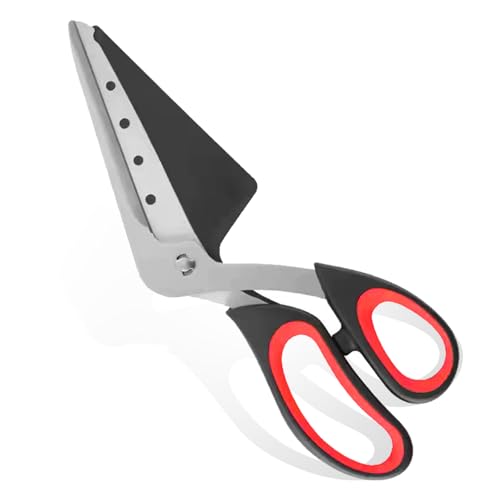 2 in 1 Pizzaschere für Schaufel, Pizzaschneider mit Scharfer Edelstahlklinge in Lebensmittelqualität und Griff mit Weichem, Multifunktionale Küchenschere für Crepes, Torten, Picknick, Camping(27.5 cm) von Dinhauyon