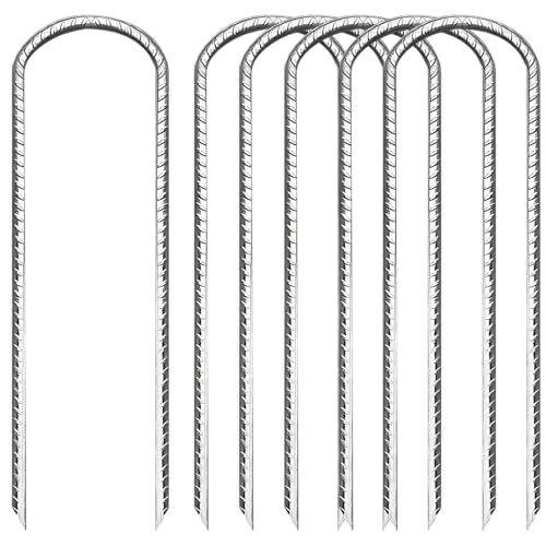 6 Stück 30cm Outdoor Trampolin Bodenanker, Stabil U-Förmige Erdanker mit Anti-Rutsch-Faden und Scharfe Spitze, Verzinkter Stahl Erdnägel/Gartenpfähle/Camping Zeltheringe/Zelten Bodenpfähle/Zeltnägel von Dinhauyon
