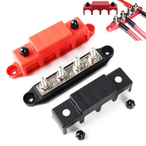 Klemmenblöcke 250A, Stromverteilungsschiene mit Schraubenverbindung 4 x m8, Verbindungsblock 5/16 Zoll Abattery mit Abdeckung für Autos Rvs Schiffe Yachten von Dinhauyon