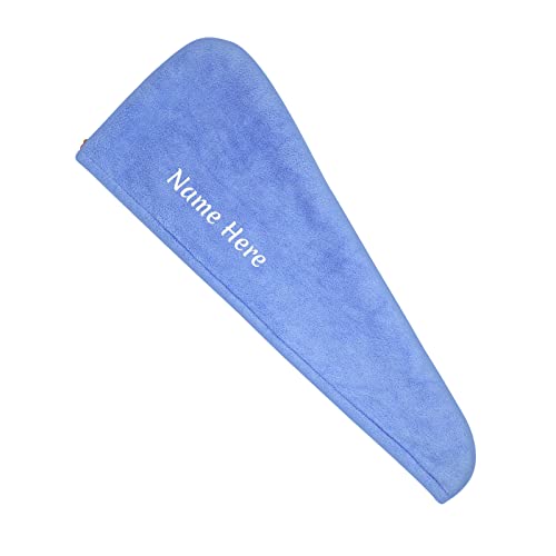 Dinikally Personalisierte Name Haar Trocken Handtuch Wickeln Schnell Trockenes Haar Turban FÜR Frauen Und Männer (Blue) von Dinikally