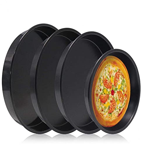 Dinntty Pizza-Pfanne, 4 Stück, antihaftbeschichtet, rund, Backform, Kohlenstoffstahl, Pizzablech, Kochpfanne, Lebensmittel-Servierplatte für die Küche zu Hause von Dinntty