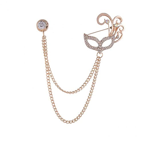Dinntty Punk Lange Kettenbrosche Maskenkettenbrosche Elegante Strassbrosche Dekorative Corsage für Damen Herren von Dinntty