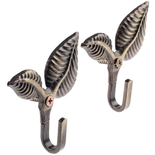 Vintage Gardinenhaken 2 Stück Blatt Design Wandbehang Haken Dekorativer Wandhaken Robuster Kleiderhaken für Flure Schlafzimmer von Dinntty