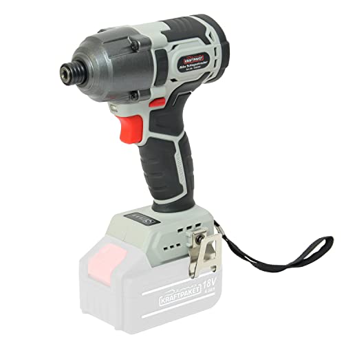 Dino KRAFTPAKET 18V-180Nm Bürstenloser Akku Schlagschrauber 1/4 Zoll Innen-Sechskant-Aufnahme mit 3-stufigem Drehkraft-Begrenzer (180Nm/140Nm/110Nm) LED-Leuchte, Motor bürstenlos Brushless von Dino KRAFTPAKET