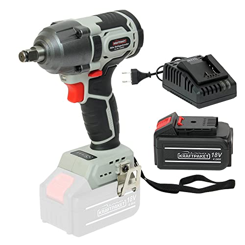 Dino KRAFTPAKET 18V-400Nm Bürstenloser Akku Schlagschrauber 1/2 Zoll Vierkant-Aufnahme mit 3-stufigem Drehkraft-Begrenzer im Set mit 4Ah Akku und Ladegerät und LED-Leuchte, Motor bürstenlos Brushless Dino KRAFTPAKET 18V-400Nm Bürstenloser Akku Schlagschrauber 1/2 Zoll Vierkant-Aufnahme mit 3-stufigem Drehkraft-Begrenzer im Set mit 4Ah Akku und Ladegerät und LED-Leuchte, Motor bürstenlos Brushless von Dino KRAFTPAKET