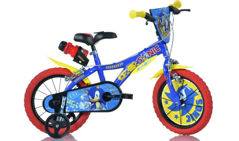 Dino Kinderfahrrad Sonic, 1 Gang, mit Stützrädern, Trinkflasche und Frontschild von Dino