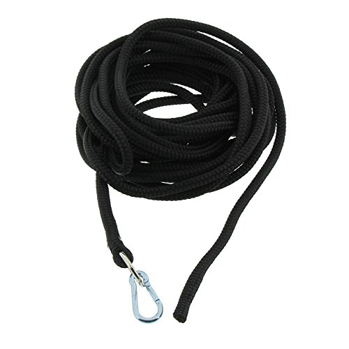 Dinoleine Schleppleine mit Halsband, Inkl. Standard Messing-Karabiner, Polyester-Leine/Baumwoll-Halsband, Maße: 7,5 Meter, Schwarz, 300602 von Dinoleine