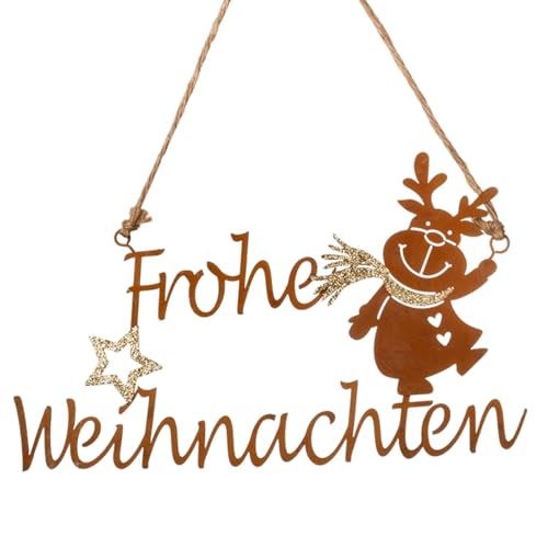 Dekohänger Frohe Weihnachten mit Elch | Metall Fensterdeko Hängedeko | 24,5 cm von Dio only for you