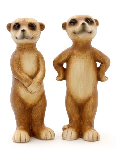 Dio only for you 2 x Dekofigur Erdmännchen | Figur Tiergfigur Keramik Zierfigur | 7,5X 16 cm von Dio only for you