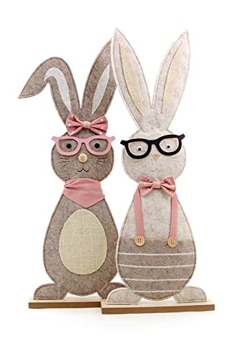 Dio only for you 2X großer Aufsteller Hase mit Brille | Osterhase Filzhase Ostern | 22,5x57 cm | Dekofigur Figur Zierfigur von Dio only for you