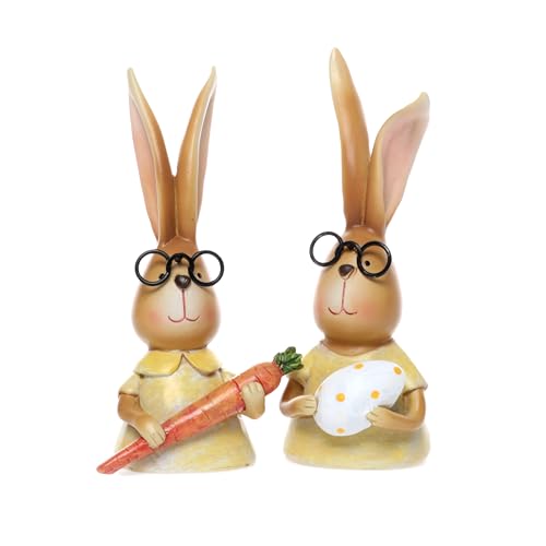 Dio only for you 2er Set Hase mit Brille | Hasen Büste Möhre Ei Osterhase Osterdeko | 14,5x7,5 cm von Dio only for you